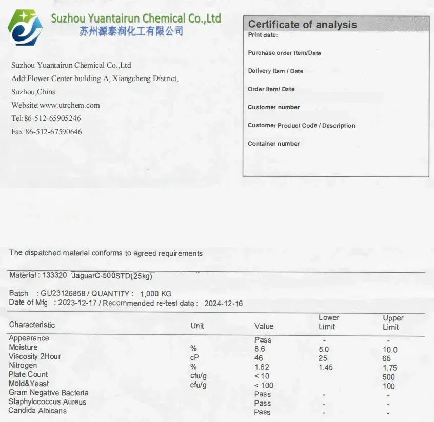 Lightweight Conditioner Opaque  C500STD Conditioner Guar Hydroxypropyl Trimethyl  Ammonium Chloride CAS 65497-29-2
