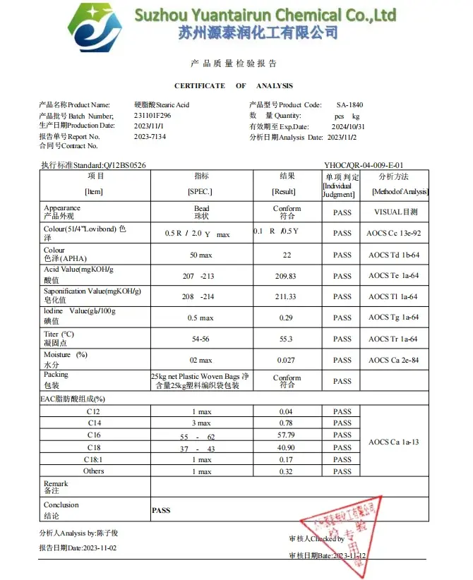 Cosmetic Grade Stabilizer Stearine Stearic Acid 1801 Triple Pressed Detergent Raw Materials CAS 57-11-4