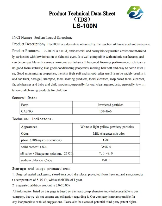Wholesale Sodium Lauroyl Sarcosinate CAS 137-16-6 Cosmetic & Detergent Raw Material Hair Care  Oral Clean Daily Chemicals